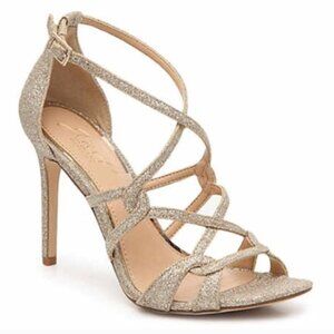 Jewel Badgley Mischka | Humble | Gold Glitter | Sandals | Size 6.5